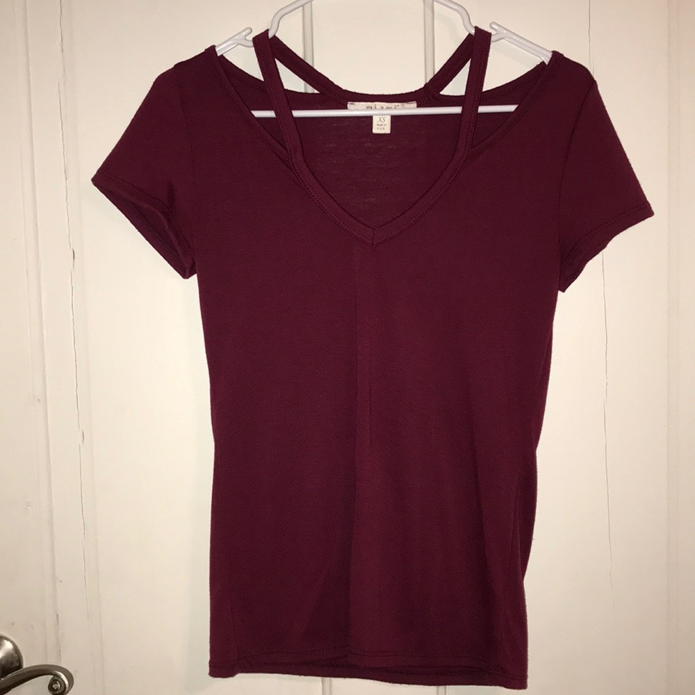 Maroon cut T-Shirt